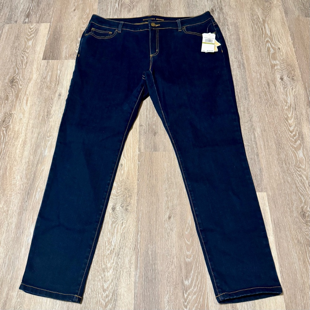 NWT. Michael Kors Dark Blue Skinny Jeans - Size 14.
